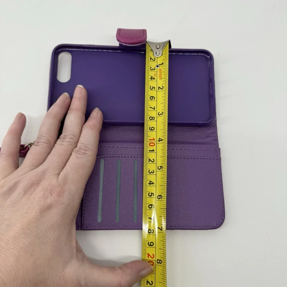Floral Wallet Case iPhone 7/8 Plus Purple Rose  Wristlet Folio Card Holder